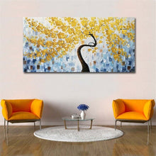 Carica l&#39;immagine nel visualizzatore della Galleria, Moderno dipinto a mano astratto grande albero dei soldi in oro fiore pittura a olio 3d su tela Home Decor immagine di arte della parete per soggiorno
