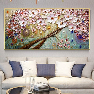Modern Handpainted Abstract Large Gold Money Tree Flower 3d Oil Painting On Canvas Home Decor Wall Art Picture For Living Room