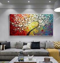 Carica l&#39;immagine nel visualizzatore della Galleria, Moderno dipinto a mano astratto grande albero dei soldi in oro fiore pittura a olio 3d su tela Home Decor immagine di arte della parete per soggiorno