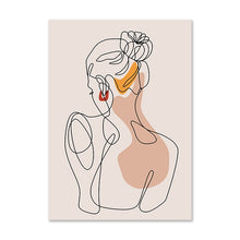 Load image into Gallery viewer, Abstract Single Line Face Art Leaves Painting Girl Body Back Minimalist Wall Art Canvas Poster Print Nordic Picture Home Decor