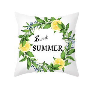 Nordic Fresh Yellow Lemon Print Kissenbezug Hot Simple Polyester Kissenbezug Floral Letters Kissenbezug Dekorative Sofa Couch