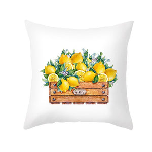 Funda de almohada nórdica con estampado de limón amarillo fresco, funda de cojín de poliéster Simple caliente, funda de almohada con letras florales, funda decorativa para sofá