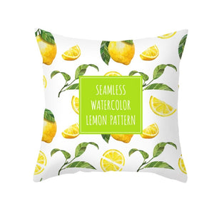 Nordic Fresh Yellow Lemon Print Pillowcase Hot Simple Polyester Cushion Case Floral Letters Pillows Case Decorative Sofa Couch
