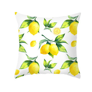 Federa per cuscino con stampa nordica fresca giallo limone Federa per cuscino in poliestere semplice calda con lettere floreali Federa per divano decorativa per divano
