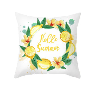 Nordic Fresh Yellow Lemon Print Kissenbezug Hot Simple Polyester Kissenbezug Floral Letters Kissenbezug Dekorative Sofa Couch