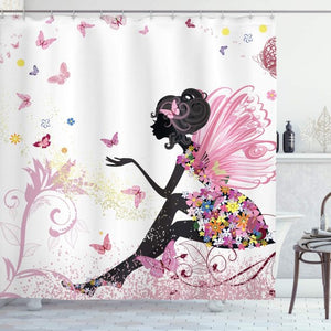 Tulip Lotus Flowers Trees Shower Curtain floral Sets Non-Slip Rugs Toilet Lid Cover and Bath Mat Waterproof Bathroom Curtains, Whatarter