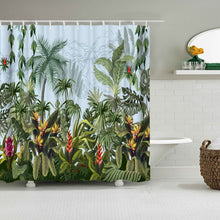 Cargar imagen en el visor de la galería, Cortinas de ducha de árbol de flores y pájaros, cortina de baño, decoración de baño impermeable con ganchos, cortina de baño con impresión 3d