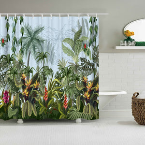 Flower and Birds Tree Shower Curtains Bath Curtain Waterproof Bathroom Decor With Hooks 3d Printing Bath Curtain