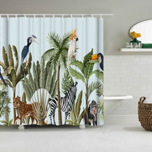 Cargar imagen en el visor de la galería, Cortinas de ducha de árbol de flores y pájaros, cortina de baño, decoración de baño impermeable con ganchos, cortina de baño con impresión 3d