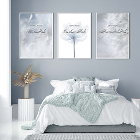 Islamico Insha Allah fioritura floreale dente di leone blu poster tela pittura arte della parete stampa immagini camera da letto interni decorazioni per la casa