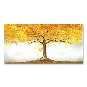 Dipinto su tela di grandi dimensioni Arte della parete Pittura ad albero dorato Pittura a olio Poster da parete e stampa per soggiorno Decorazioni per la casa Senza cornice