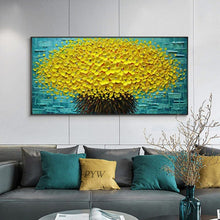 Carica l&#39;immagine nel visualizzatore della Galleria, Moderno dipinto a mano astratto grande albero dei soldi in oro fiore pittura a olio 3d su tela Home Decor immagine di arte della parete per soggiorno