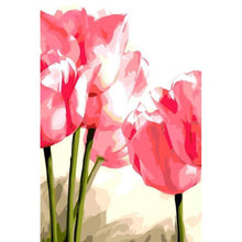 Cargar imagen en el visor de la galería, Kits de pintura por números DIY, cuadro al óleo de casa de río y flor roja por número, decoración de pared moderna para el hogar, artesanías