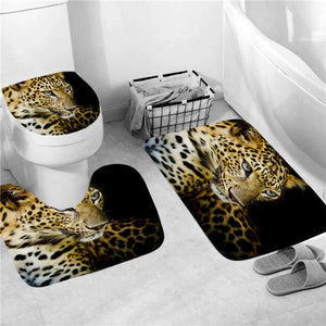 Tigre léopard animaux impression rideau de douche rideaux en Polyester dans la salle de bain tapis de bain ensemble tapis tapis de toilette Cool décor à la maison