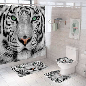 Tigre Leopardo Animali Stampa Tenda da doccia Tende in poliestere nel bagno Set di tappeti da bagno Tappeti Tappetini da toilette Decorazioni per la casa