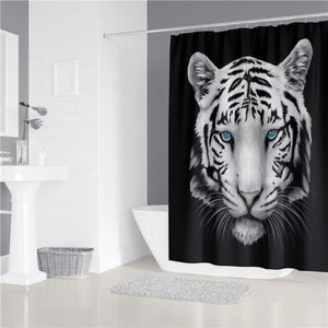 Tigre léopard animaux impression rideau de douche rideaux en Polyester dans la salle de bain tapis de bain ensemble tapis tapis de toilette Cool décor à la maison