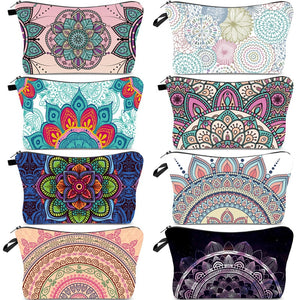 FUDEAM Polyester Mandala Pattern Portable Women Travel Storage Bag Toiletries Organize Cosmetic Bag Waterproof Female MakeUp Bag