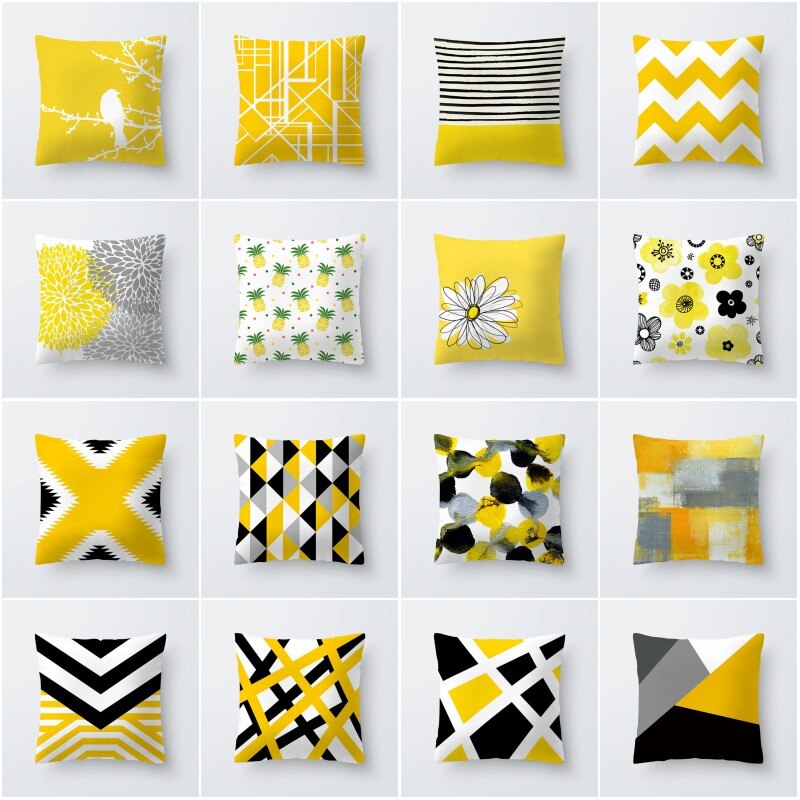 XUNYU geometría amarillo cojines decorativos funda de cojín 45x45 funda de almohada decoración del hogar sofá sala de estar fundas de almohada YL080