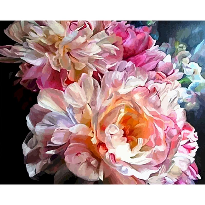 60x75cm Frame Diy Painting By Numbers For Adults Pink Flowers Acrylic Paint By Number Oil Canvas Drawing Home Decor