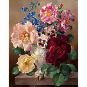 Marco de 60x75cm Diy pintura por números para adultos flores rosas pintura acrílica por número lienzo al óleo dibujo decoración del hogar