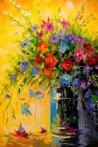 Abstract Colourful Floral Oil Painting On Canvas Poster And  Prints Flower Picture Home Decor Wall Art Cuadros For Living Room, Whatarter
