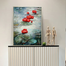 Carica l&#39;immagine nel visualizzatore della Galleria, Moderno 100% dipinto a mano Monet Fiore di loto Riproduzione della pittura a olio Su tela Wall Art Dipinti senza cornice Immagine della parete Opere d&#39;arte