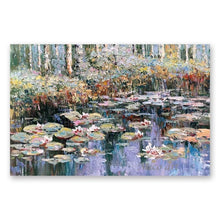 Carica l&#39;immagine nel visualizzatore della Galleria, Moderno 100% dipinto a mano Monet Fiore di loto Riproduzione della pittura a olio Su tela Wall Art Dipinti senza cornice Immagine della parete Opere d&#39;arte