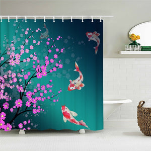 Занавески для душа в китайском стиле с цветами и птицами, водонепроницаемые занавески для ванной комнаты, 3d ткань с принтом и крючками, декоративная занавеска для душа, Whatarter