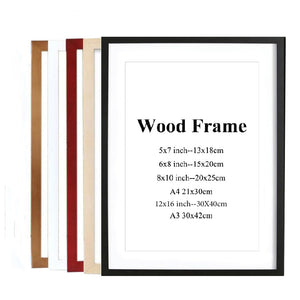 Solid Wooden Photo Frame for Pictures Wall Decoration A4 A3 Size Black White Pink Red Blue Brown Frame Factory Direct Shipment