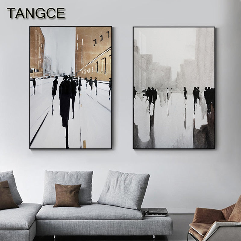 Modern Abstract British Street Canvas Painting Nordic Bronze Posters Print Wall Art Wall Picture for Living Room Home Decoration