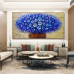 Pintura al óleo 3d de flor de árbol de dinero de oro grande abstracta pintada a mano moderna sobre lienzo decoración de pared del hogar imagen artística para sala de estar