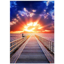 Cargar imagen en el visor de la galería, 5D DIY diamante pintura paisaje atardecer mar Kit taladro completo bordado paisaje mosaico arte imagen de diamantes de imitación decoración del hogar regalo