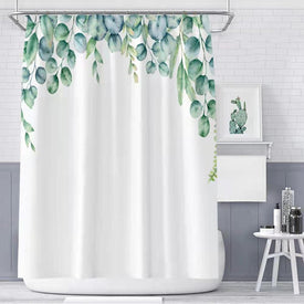 Cortinas de ducha tropicales verdes, cortinas 3D con estampado de hojas para baño, cortinas de baño impermeables de poliéster con plantas naturales