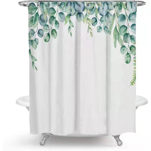 Cortinas de ducha tropicales verdes, cortinas 3D con estampado de hojas para baño, cortinas de baño impermeables de poliéster con plantas naturales