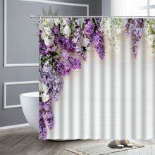 Load image into Gallery viewer, Waterproof Shower Curtain Set Pink Rose Lavender Flowers Simple Style Home Fabric Bathroom Decor Bath Curtains Hooks Wall Screen