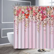 Load image into Gallery viewer, Waterproof Shower Curtain Set Pink Rose Lavender Flowers Simple Style Home Fabric Bathroom Decor Bath Curtains Hooks Wall Screen