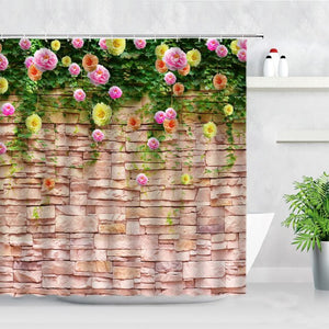 Juego de cortinas de ducha a prueba de agua, rosa, flores de lavanda, estilo Simple, tela para el hogar, decoración de baño, ganchos para cortinas de baño, pantalla de pared