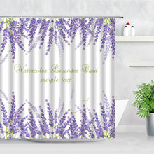 Load image into Gallery viewer, Waterproof Shower Curtain Set Pink Rose Lavender Flowers Simple Style Home Fabric Bathroom Decor Bath Curtains Hooks Wall Screen