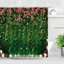 Load image into Gallery viewer, Waterproof Shower Curtain Set Pink Rose Lavender Flowers Simple Style Home Fabric Bathroom Decor Bath Curtains Hooks Wall Screen