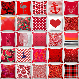 Neue kreative nordische Geometrie rote Kissenhülle heiße moderne dekorative Kissenhülle Sofa Couch Sitz Polyester 45 x 45 cm Dekokissen