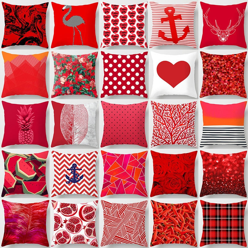 Nueva y creativa funda de cojín roja geométrica nórdica, funda decorativa moderna para cojines, sofá, asiento, poliéster, 45x45cm, cojines