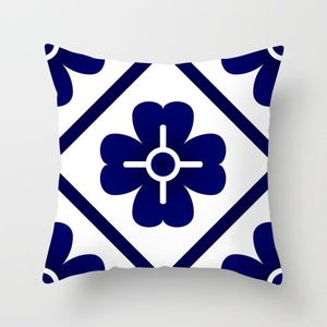 Blau-weißer Porzellandruck-Kissenbezug, böhmischer Stil, Mandala-Geometrie-Kissenbezug, moderne Mode, Sofa, Stühle, Dekokissen