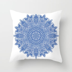 Blue White Porcelain Print Cushions Case Bohemian Style Mandala Geometry Pillows Case Modern Fashion Sofa Chairs Throw Pillows