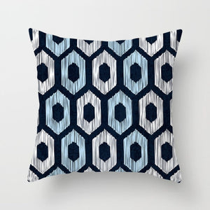 Fodera per cuscini con stampa in porcellana blu bianca Fodera per cuscini in stile bohemien con geometria Mandala Cuscini per divani e sedie alla moda moderna