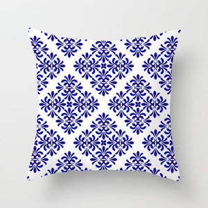 Blue White Porcelain Print Cushions Case Bohemian Style Mandala Geometry Pillows Case Modern Fashion Sofa Chairs Throw Pillows