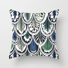 Charger l&#39;image dans la galerie, Bleu Blanc Porcelaine Impression Coussins Cas Bohème Style Mandala Géométrie Oreillers Cas Moderne Mode Canapé Chaises Coussins