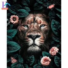 Carica l&#39;immagine nel visualizzatore della Galleria, Dipinti con i numeri con animali fai da te nei fiori Immagini ad olio Pittura fai da te Disegno Dipinto con numeri Decorazioni per la casa incorniciate