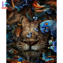 Carica l&#39;immagine nel visualizzatore della Galleria, Dipinti con i numeri con animali fai da te nei fiori Immagini ad olio Pittura fai da te Disegno Dipinto con numeri Decorazioni per la casa incorniciate