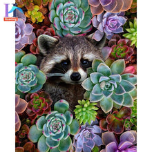 Carica l&#39;immagine nel visualizzatore della Galleria, Dipinti con i numeri con animali fai da te nei fiori Immagini ad olio Pittura fai da te Disegno Dipinto con numeri Decorazioni per la casa incorniciate