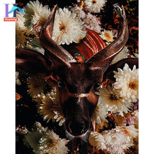 Carica l&#39;immagine nel visualizzatore della Galleria, Dipinti con i numeri con animali fai da te nei fiori Immagini ad olio Pittura fai da te Disegno Dipinto con numeri Decorazioni per la casa incorniciate